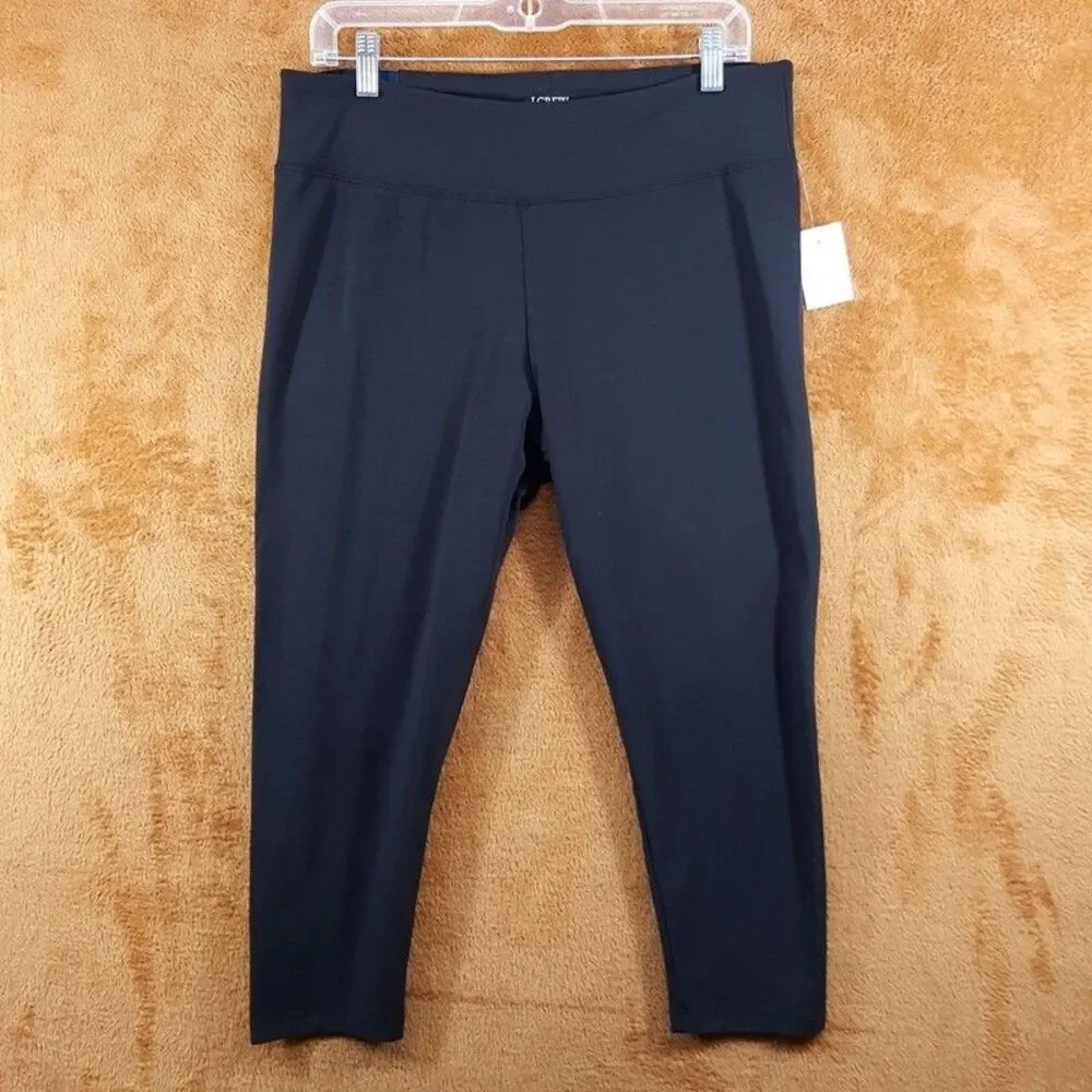 J CREW Leggings Womens XL Black Pull On Capri Stretch Cotton Blend